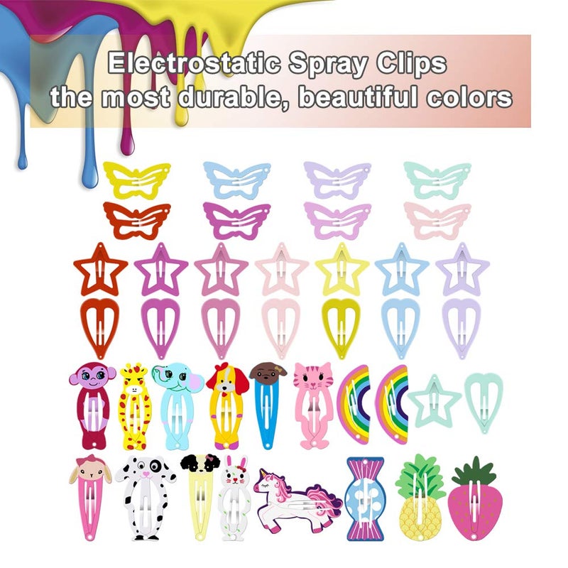 ECADY Hair Clips Colorful Hair Barrette Metal Cute Snap Hair Clips for Girls, Toddlers, Kids - 2 inch, 100pcs - Image 5